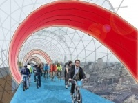 : La pista ciclabile sopraelevata per Londra -   Un'animazione illustra il progetto SkyCycle, visionaria rete in altezza per la congestionata metropoli 