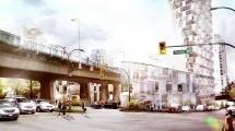 Strutture: La nuova 'Beach+Howe Tower' di Vancouver: una base triangolare per una torre rettangolare - L'edificio, firmato BIG Architects, rivendica sostenibilita' nonostante la vicinanza a un ponte dal traffico intenso 